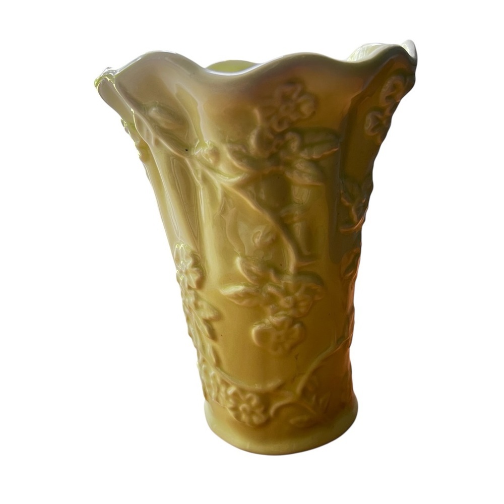 Yellow Floral Ceramic Vase